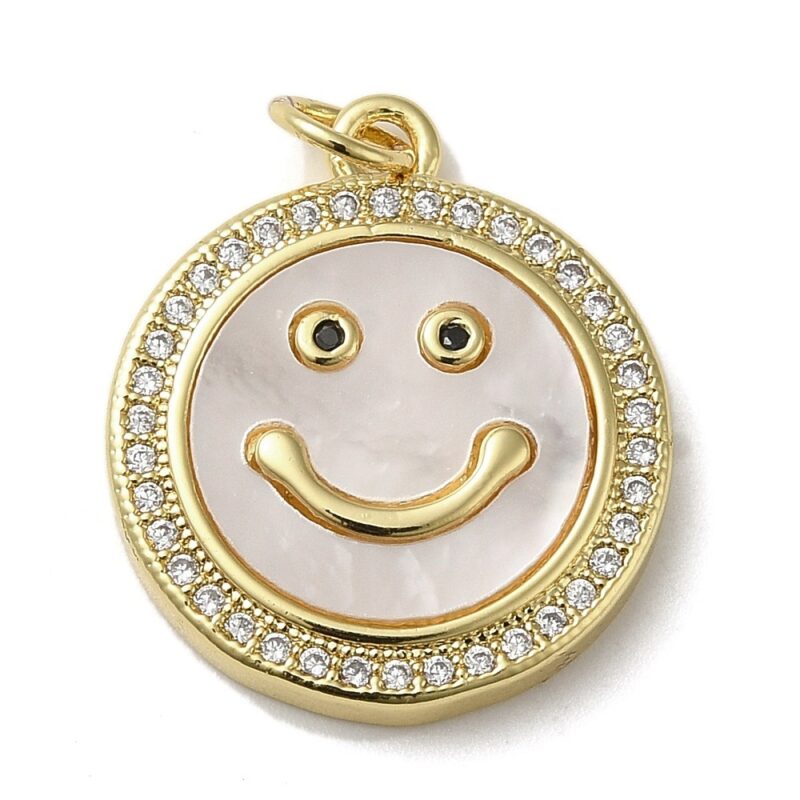 BEDEL SMILEY,  18K verguld, 20,5x18x3mm PER 1 STUK   #5540