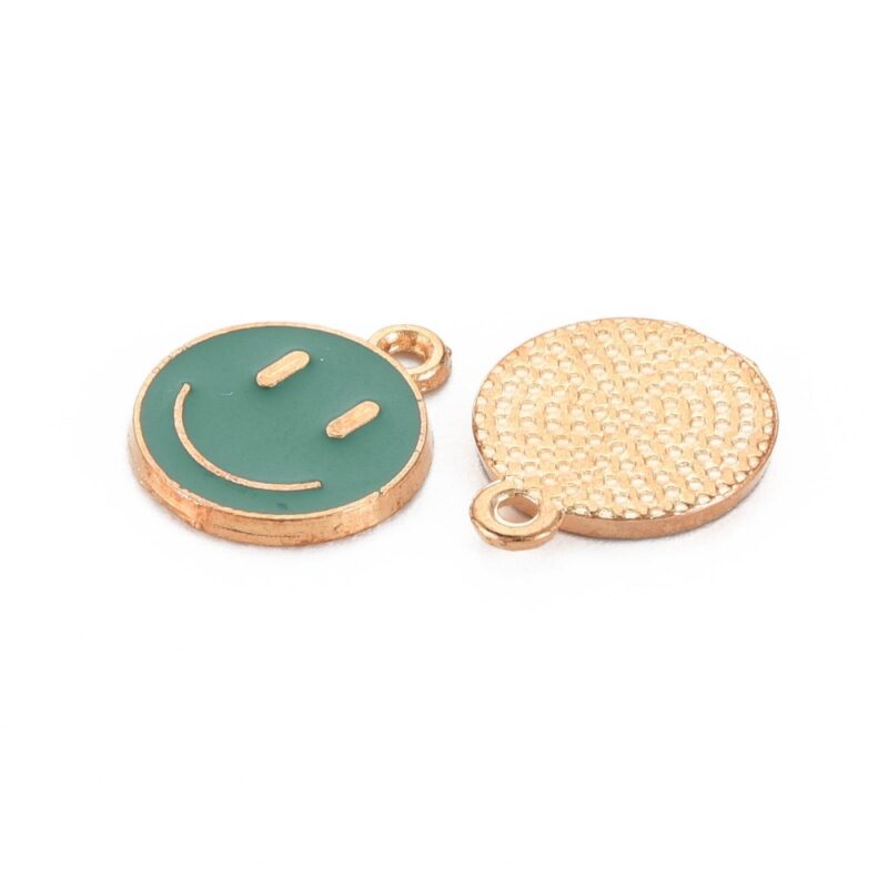 BEDEL smiley  groen14,5x12x1,5 mm, gat: 1,5 mm PER 5  STUK   #5551