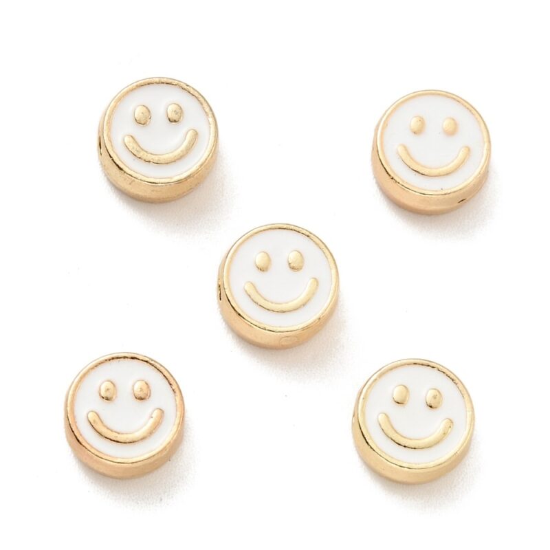 SMILEY Wit, 8x4mm, Gat: 1.6mm per 5 stuk #8030