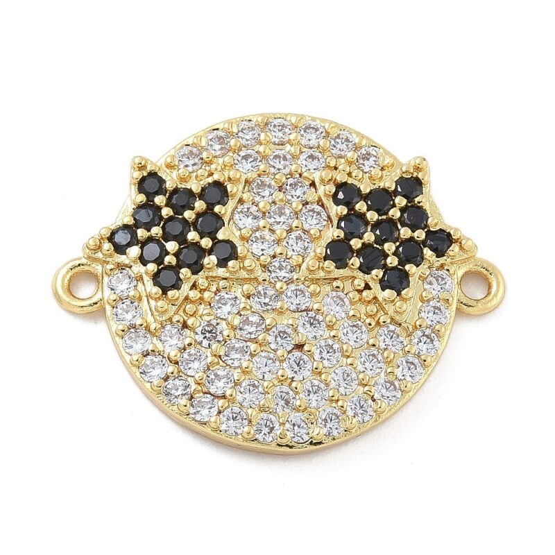 Funny Star Face Links, Real 18K Gold Plated, Long-Lasting Plated, Black, 18x22x3mm 1 STUK  #8035