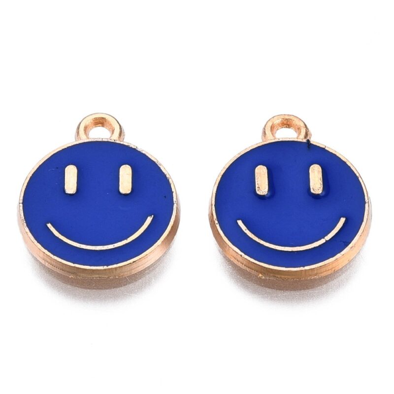 BEDEL smiley  donkerblauw, 14,5x12x1,5 mm, gat: 1,5 mm PER 5  STUK   #5550