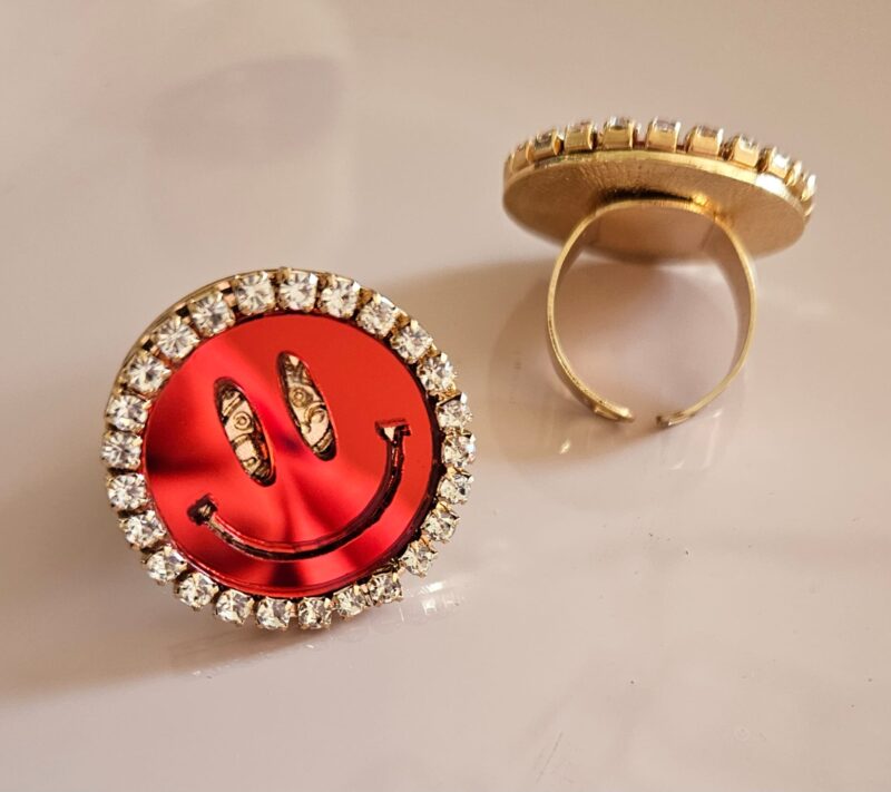 SMILEY RING  KLEUR ROOD   #8515