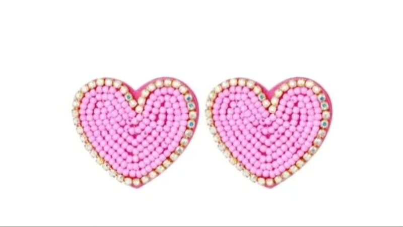 OORBELLEN HART PINK  #8532