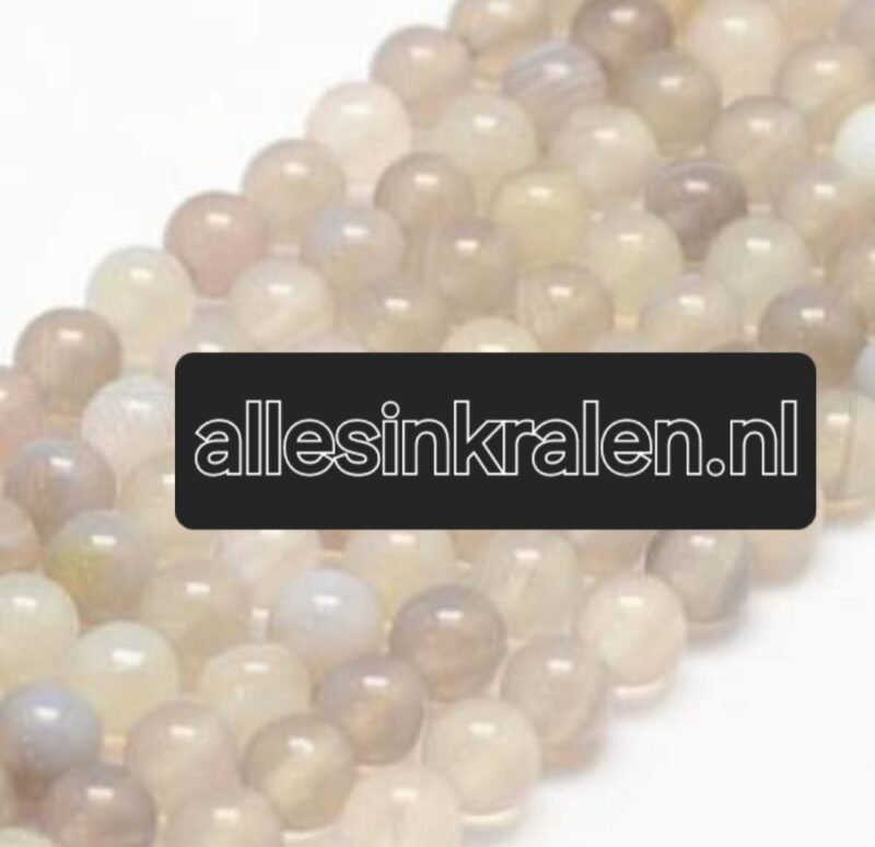 Agate kraal rond licht grijs, 6mm, Hole: 1mm, about 62~63pcs/strand, #7057