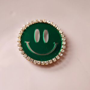SMILEY GREEN ACRYL EN STRAS BEDEL 4CM