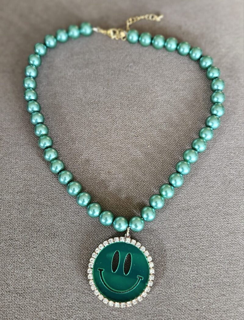 KETTING PAREL  GROEN  45 CM  SMILEY HANGER KLEUR groen